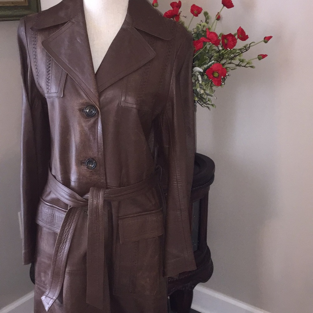 Chocolate brown leather coat